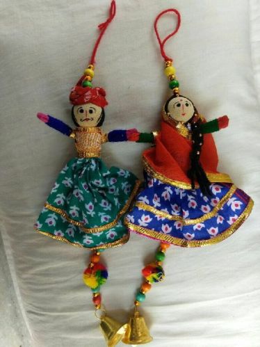 Polished Cloth Rajasthani Puppet Bell Hanging, For Gifting, Style : Antique, Classical