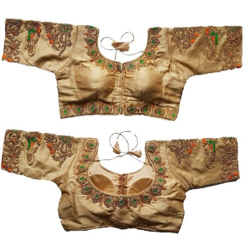 Women's Peacock Design Embroidered Phantom Silk Blouse With Round Neck Blouse Off-white