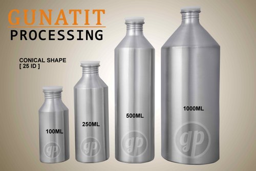 Threaded Aluminium Bottles, Color : Silver