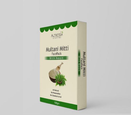 Multani Mitti With Neem Face Pack, Packaging Type : Paper Box