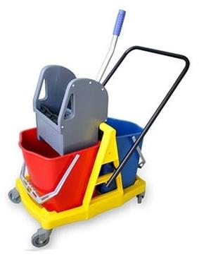 Yellow Double Bucket Wringer Trolley, For Indutries