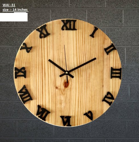 Asha Overseas Wooden Wall Clock, For Home, Shape : Round