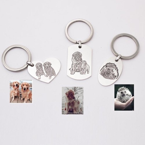 Smooth Silver / Brass Personalized PET Photo Keychain, Packaging Size : Box Packing