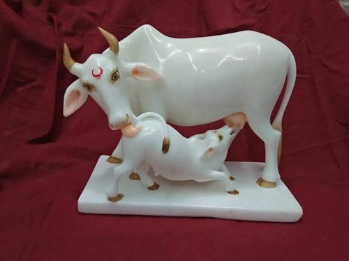 Marble Cow and Calf Statue, For Dust Resistance, Packaging Type : Carton Box
