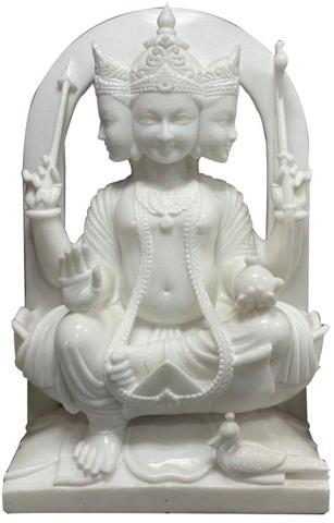 Polished Carved Marble Shyam Kartik Statue, Color : White