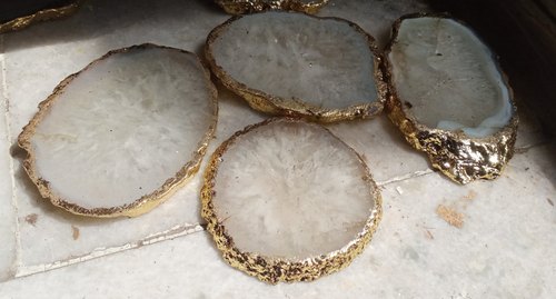 White Agate Slice, For Decoration, Style : Natural