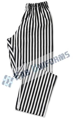 Fab Uniforms Striped Satin Twill Chef Trouser, Color : White Black