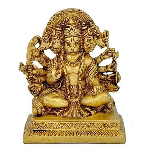 Dhrama Brass Panchmukhi Hanuman Statue, For Worship, Packaging Type : Carton Box