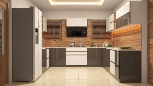 Plywood MDF Polished Modular Kitchen, For Home, Feature : Accurate Dimension