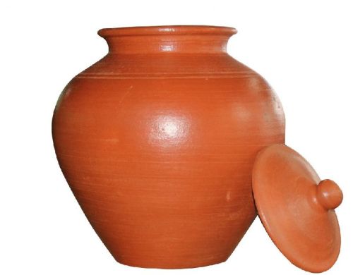 Round 18 Ltr Clay Water Pot, Color : Brown