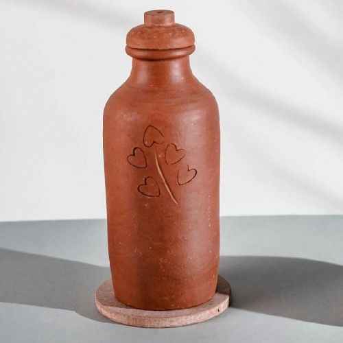 600 ML Clay Water Bottle, Color : Brown