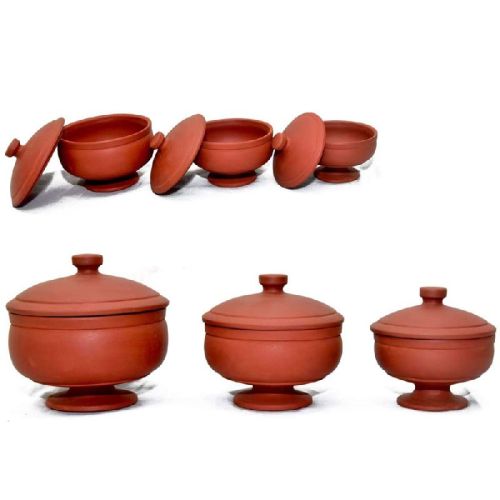 Round Clay Handi With Lid, For Storage Food Item, Pattern : Plain
