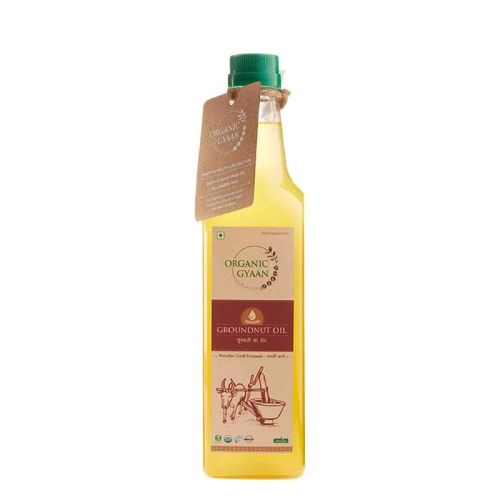 Organic Gyaan Wood Pressed Groundnut Oil, Color : Yellow, Packaging Type : Plastic Bottle