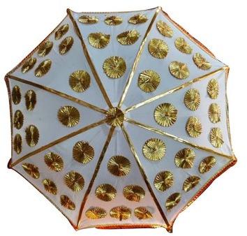 Plastic Wedding Decoration Umbrella, Color : White Golden