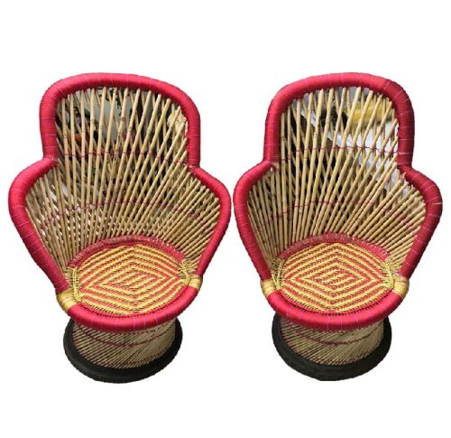 Bamboo Chairs In Ullu-Cut Shaped Set Of 2 (Large Size)