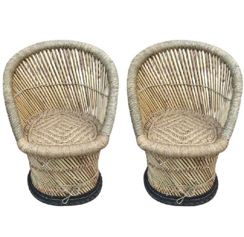 Bamboo Natural Mudha Chairs Set Of 2 (Large Chair)