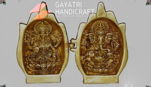 Brass Laxmi Ganesh God Idol, For Worship, Temple, Interior Decor, Office, Home, Pattern : Plain