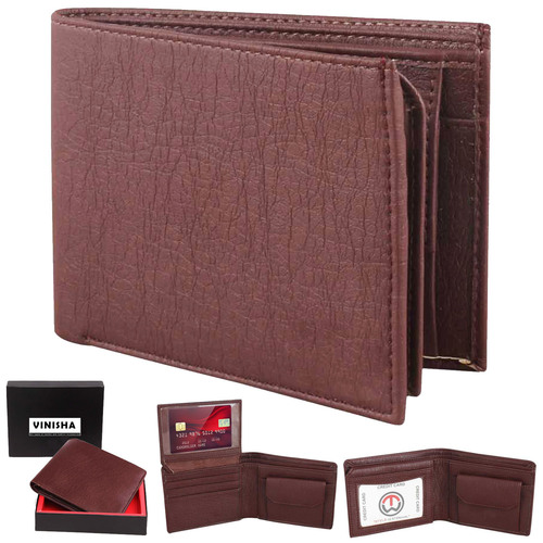 Men's Synthetic Leather Wallet (PMW-049), Closure Type : Bi-Fold