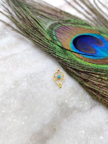 18k Gold Handmade Charm • 7x14 Mm Pendant Finding