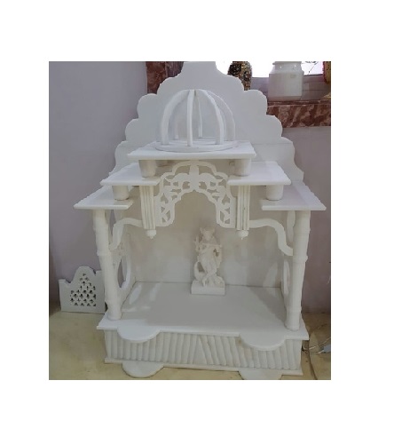 White Indian Marble Indoor Hand Carved Temple