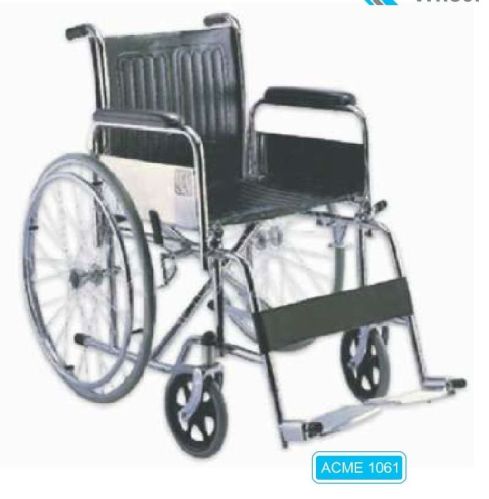 ACME Polished Metal Folding Wheelchair, Weight Capacity : 150 Kg