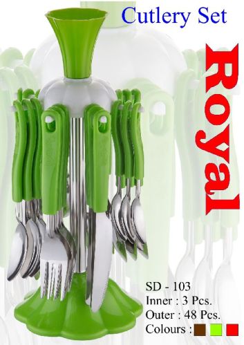 Polished Stainless Steel SD-103 Royal Cutlery Set, Pattern : Plain