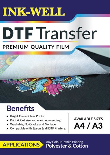 INK-WELL Heat Transfer PET Film, For Textile, Packaging Size : 100 Sheets