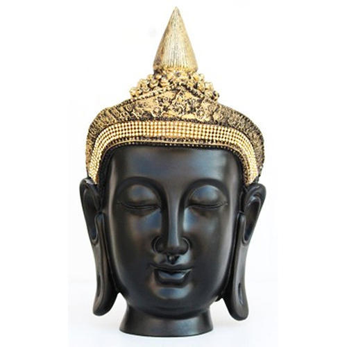 Polyresin Big Crown Buddha Statue, Color : Black Golden