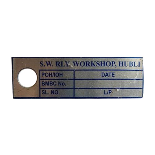 Rectangular Aluminum Nameplate, Color : Silver, Blue