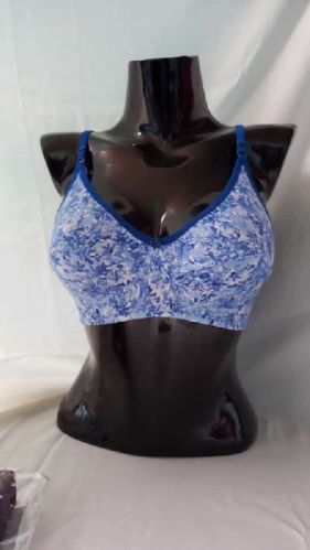 Linen Bra Blue Tiger Printeda, Size : S To XL