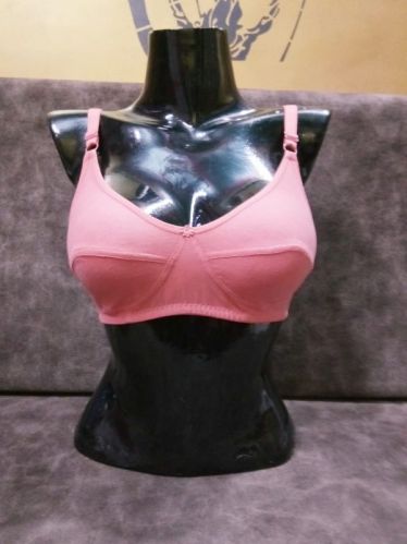 Plain Cotton Pink Double Pocket Bra, Technics : Machine Made