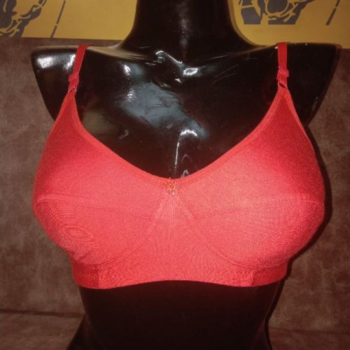 Cotton Red Plain Bra, Technics : Machine Made