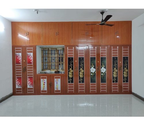 PVC Polished Wardrobe Door, Frame Color : Brown