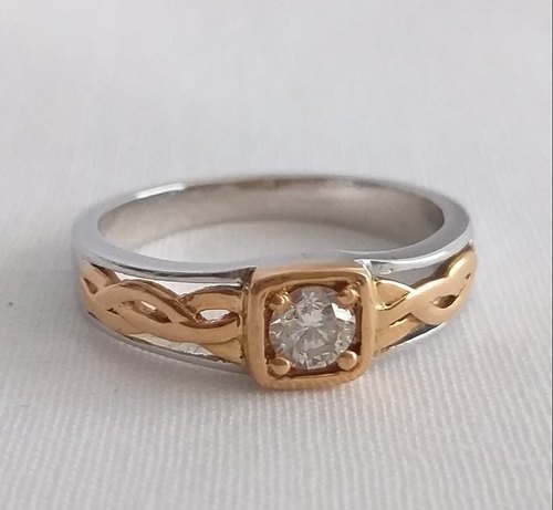 Platinum Diamond Engagement Ring, Color : Golden