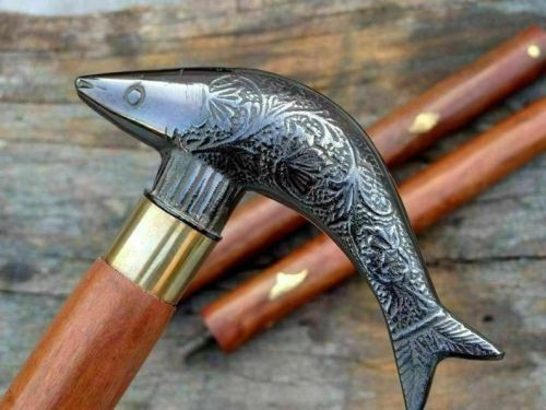 Brass Fish Head Walking Stick