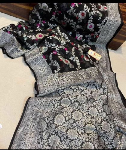 Handloom Banarasi Pure Georgette Meenakari Sarees, Feature : Anti-Wrinkle, Easy Wash, Shrink-Resistant