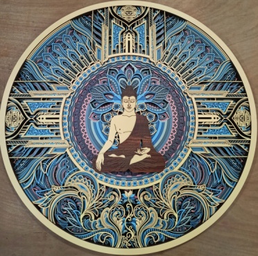 Serene Blessing Buddha Multilayer Stacked Wooden Wall Art