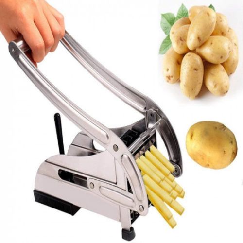 Stainless Steel French Fries Cutter Machine, Color : Silver