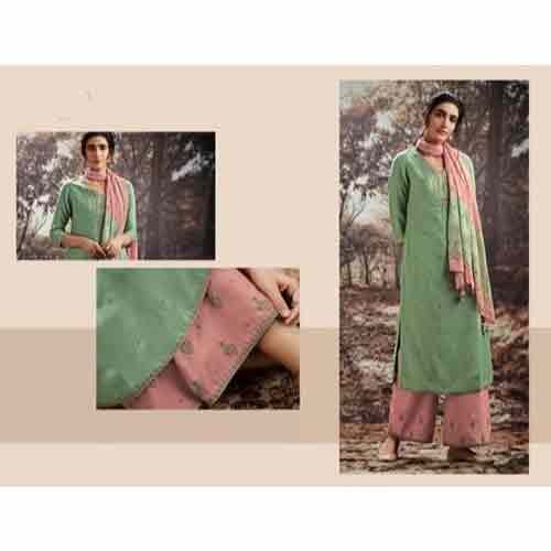 Ekadantay Creation Unstitched Cotton Palazzo Suit, Dupatta Length : 2.5 M