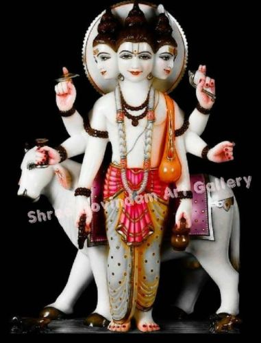 Carving Marble Dattatreya Statue, Style : Religious