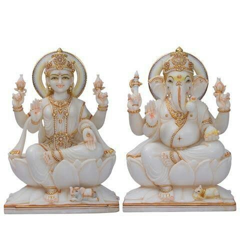 Marble Laxmi Ganesh Statue, For Temple, Interior Decor