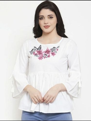 TR 27 Redflwr Cotton Embroidered Tops, Size : XL, XXL
