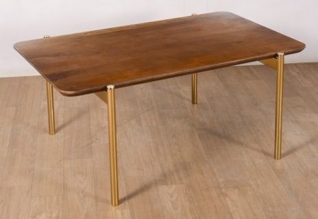 Mango Wood & Metal Dining Table, Dimension (LxWxH) : 66x33x30 Inch