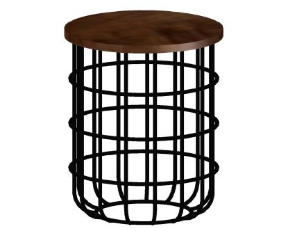 Mango Wood Top Side Table With Metal Legs