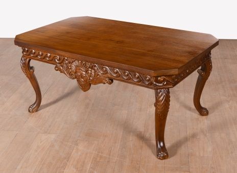 Teak Wood Carved Coffee Table, Dimension (LxWxH) : 42x24x18 Inch