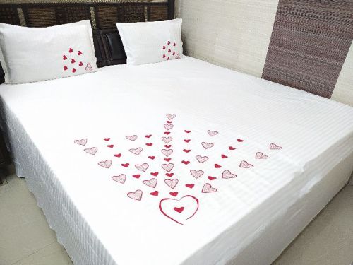 Embroidered Pure Cotton Bed Sheet With 2 Pillow Covers 250TC