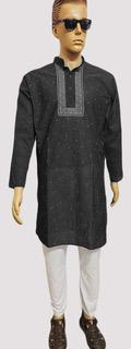 Mens Black Kurta Pajama Set, Feature : Anti-Wrinkle, Comfortable