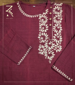 Mens Maroon Kurta Dhoti Set, Feature : Anti-Wrinkle, Comfortable, Embroidered