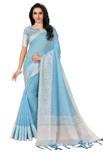 Plain Cotton Linen Sarees, Occasion : Casual Wear