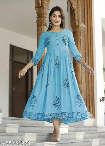 Chiffon Dhvija Anarkali Dress, Size : M, XL, XXL
